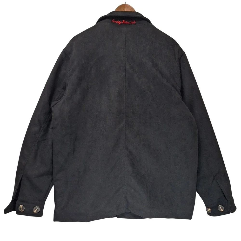 Robert Graham Vegan Suede‎ Field Jacket Men XL Black Quilted RG-132 Shacket NWT